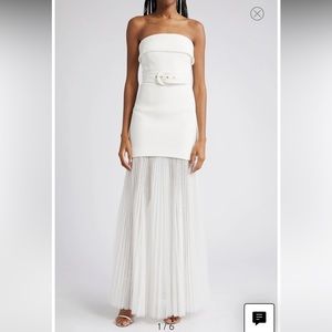 Rebecca Vallance, Cyndi Strapless Belted Dress, White, Size UK 8